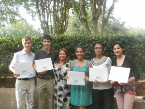 Mrs. Chong and Gold recipients - Poonam Vaidya, Safiyah Bharwani, TJ Brooks, Elliott Seiler, and Zoha Momin.  Not pictured- Jennifer Kaufman and Agnes Archibong 